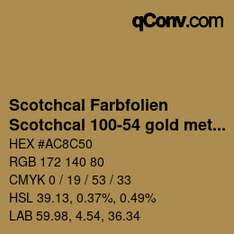 Código de color: Scotchcal Farbfolien - Scotchcal 100-54 gold metallic | qconv.com