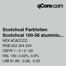 Código de color: Scotchcal Farbfolien - Scotchcal 100-58 aluminium metallic | qconv.com