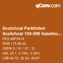 Código de color: Scotchcal Farbfolien - Scotchcal 100-596 haselnussbraun | qconv.com