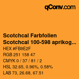 颜色代码: Scotchcal Farbfolien - Scotchcal 100-598 aprikogelb | qconv.com