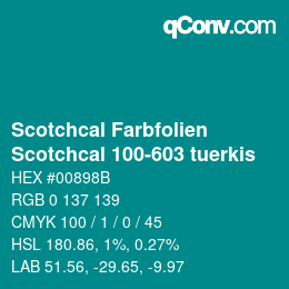Code couleur: Scotchcal Farbfolien - Scotchcal 100-603 tuerkis | qconv.com