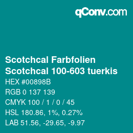 カラーコード: Scotchcal Farbfolien - Scotchcal 100-603 tuerkis | qconv.com