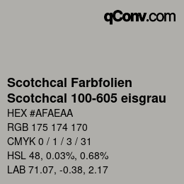 Código de color: Scotchcal Farbfolien - Scotchcal 100-605 eisgrau | qconv.com