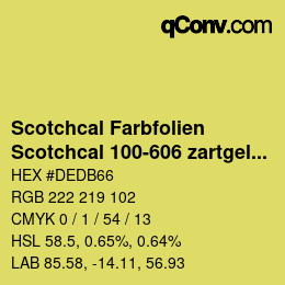 Código de color: Scotchcal Farbfolien - Scotchcal 100-606 zartgelb | qconv.com