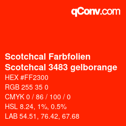 Code couleur: Scotchcal Farbfolien - Scotchcal 3483 gelborange | qconv.com