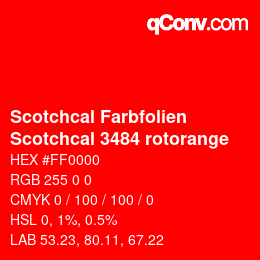 カラーコード: Scotchcal Farbfolien - Scotchcal 3484 rotorange | qconv.com