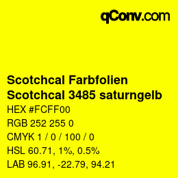 カラーコード: Scotchcal Farbfolien - Scotchcal 3485 saturngelb | qconv.com