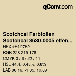 Código de color: Scotchcal Farbfolien - Scotchcal 3630-0005 elfenbein | qconv.com