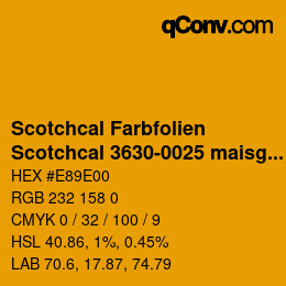 Código de color: Scotchcal Farbfolien - Scotchcal 3630-0025 maisgelb | qconv.com