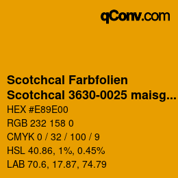 カラーコード: Scotchcal Farbfolien - Scotchcal 3630-0025 maisgelb | qconv.com