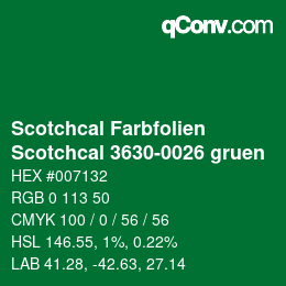 Código de color: Scotchcal Farbfolien - Scotchcal 3630-0026 gruen | qconv.com