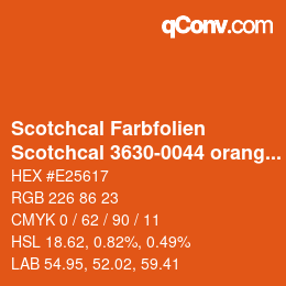 Farbcode: Scotchcal Farbfolien - Scotchcal 3630-0044 orange | qconv.com