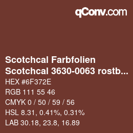 Code couleur: Scotchcal Farbfolien - Scotchcal 3630-0063 rostbraun | qconv.com