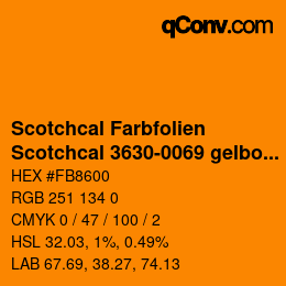 Código de color: Scotchcal Farbfolien - Scotchcal 3630-0069 gelborange | qconv.com