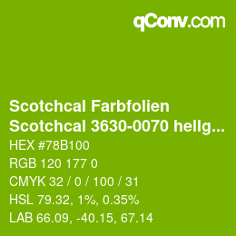 Código de color: Scotchcal Farbfolien - Scotchcal 3630-0070 hellgruen | qconv.com