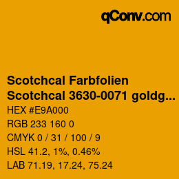 Code couleur: Scotchcal Farbfolien - Scotchcal 3630-0071 goldgelb | qconv.com