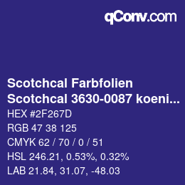 Código de color: Scotchcal Farbfolien - Scotchcal 3630-0087 koenigsblau | qconv.com