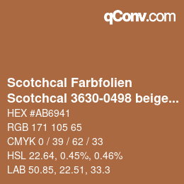 Código de color: Scotchcal Farbfolien - Scotchcal 3630-0498 beigerot | qconv.com