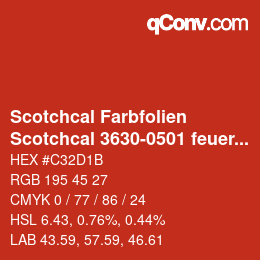 カラーコード: Scotchcal Farbfolien - Scotchcal 3630-0501 feuerrot | qconv.com