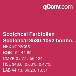 Code couleur: Scotchcal Farbfolien - Scotchcal 3630-1062 bonbonrot | qconv.com