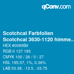 Farbcode: Scotchcal Farbfolien - Scotchcal 3630-1120 himmelblau | qconv.com