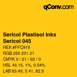 Código de color: Sericol Plastisol Inks - Sericol 045 | qconv.com