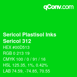 カラーコード: Sericol Plastisol Inks - Sericol 312 | qconv.com