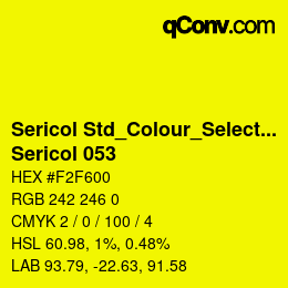 カラーコード: Sericol Std_Colour_Selector - Sericol 053 | qconv.com