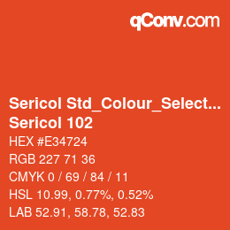 カラーコード: Sericol Std_Colour_Selector - Sericol 102 | qconv.com