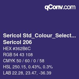 Farbcode: Sericol Std_Colour_Selector - Sericol 206 | qconv.com