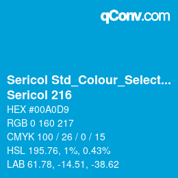 Código de color: Sericol Std_Colour_Selector - Sericol 216 | qconv.com