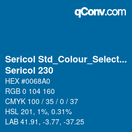 Código de color: Sericol Std_Colour_Selector - Sericol 230 | qconv.com