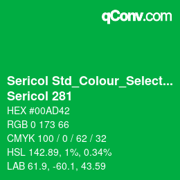 Código de color: Sericol Std_Colour_Selector - Sericol 281 | qconv.com