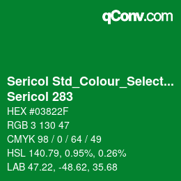 Código de color: Sericol Std_Colour_Selector - Sericol 283 | qconv.com