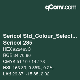 Código de color: Sericol Std_Colour_Selector - Sericol 285 | qconv.com