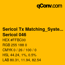 カラーコード: Sericol Tx Matching_System - Sericol 046 | qconv.com