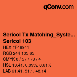 Código de color: Sericol Tx Matching_System - Sericol 103 | qconv.com