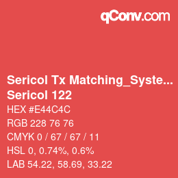 Código de color: Sericol Tx Matching_System - Sericol 122 | qconv.com