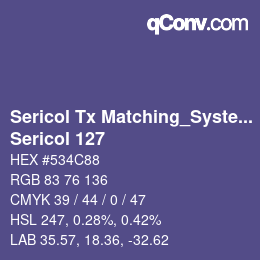 カラーコード: Sericol Tx Matching_System - Sericol 127 | qconv.com