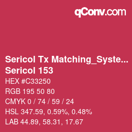 颜色代码: Sericol Tx Matching_System - Sericol 153 | qconv.com