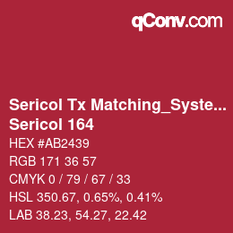 カラーコード: Sericol Tx Matching_System - Sericol 164 | qconv.com