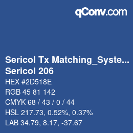 Código de color: Sericol Tx Matching_System - Sericol 206 | qconv.com