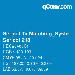 Farbcode: Sericol Tx Matching_System - Sericol 218 | qconv.com