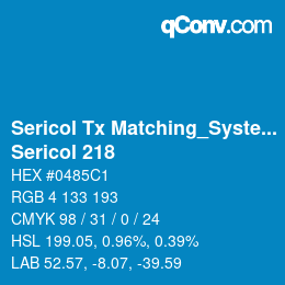 Code couleur: Sericol Tx Matching_System - Sericol 218 | qconv.com