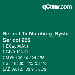 カラーコード: Sericol Tx Matching_System - Sericol 285 | qconv.com