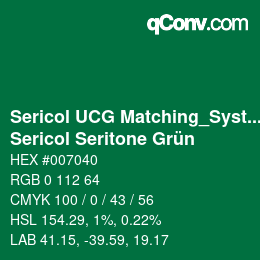 Code couleur: Sericol UCG Matching_System - Sericol Seritone Grün | qconv.com