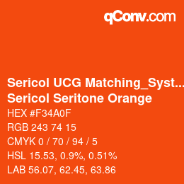 Code couleur: Sericol UCG Matching_System - Sericol Seritone Orange | qconv.com