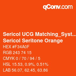 カラーコード: Sericol UCG Matching_System - Sericol Seritone Orange | qconv.com