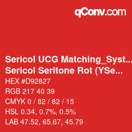 Farbcode: Sericol UCG Matching_System - Sericol Seritone Rot (YSericol S) | qconv.com