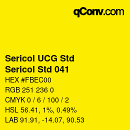 カラーコード: Sericol UCG Std - Sericol Std 041 | qconv.com